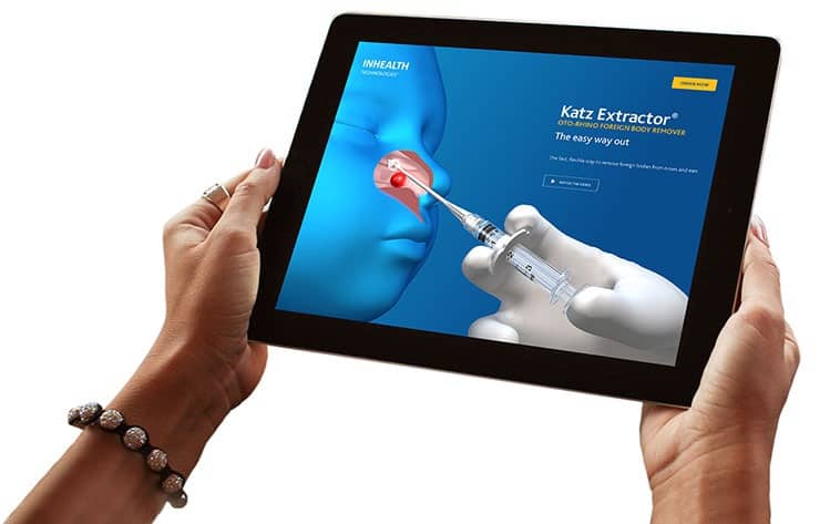 InHealth Katz Extractor website homepage on iPad
